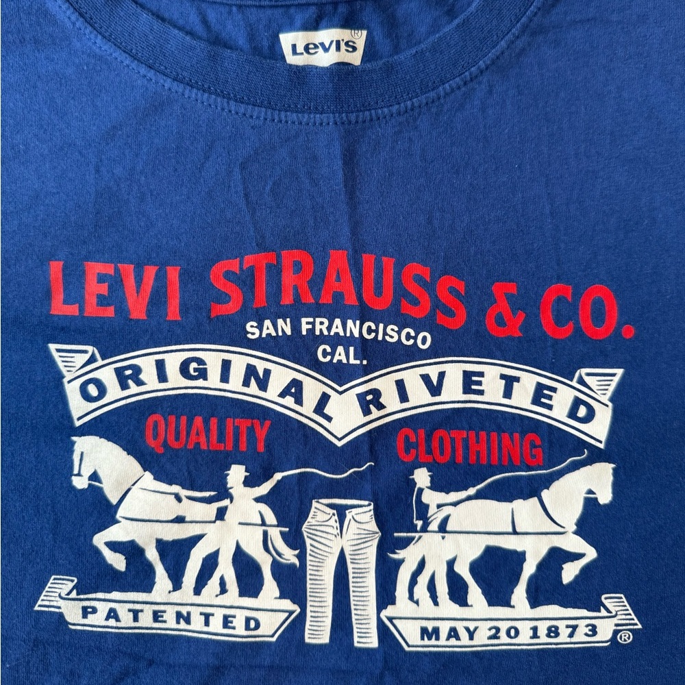 Levi's 2-Horse Graphic Short-Sleeve Cotton T-Shirt Blue Boys Size M 10-12 Yrs - Picture 4 of 8